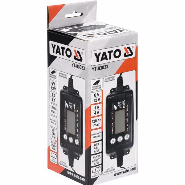 Перетворювач напруги YATO з мережі 230 В AC в 6/12 В DC, 1/4 А, макс 120 А-год YT-83033 фото