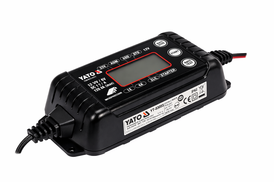 Перетворювач напруги YATO з мережі 230 В AC в 6/12 В DC, 1/4 А, макс 120 А-год YT-83033 фото