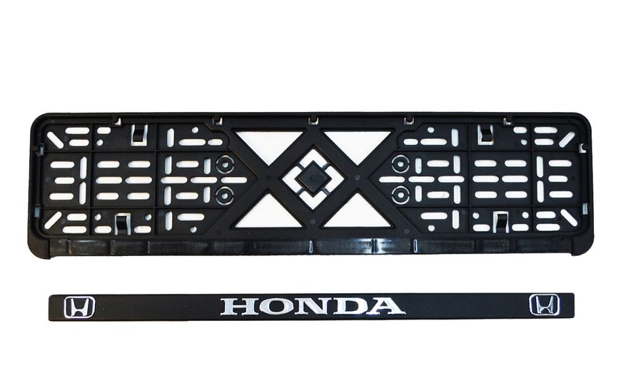 Рамка номерного знаку пластик з об'ємними літерами Honda 52х13,5х2см (2шт) 24-005 фото