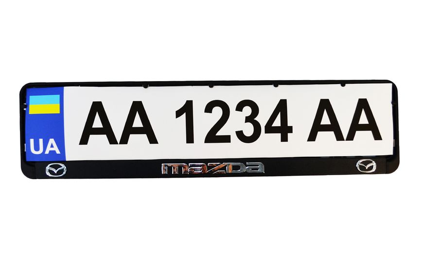 Рамка номерного знаку пластик з об'ємними літерами MAZDA 52х13,5х2 см (2шт) 24-010 фото