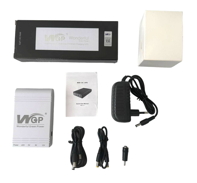 ИБП для роутера, повербанк MINI DC UPS WGP103 10400mAh, 5V/9-12V с блоком питания WGP103-5912-IS фото