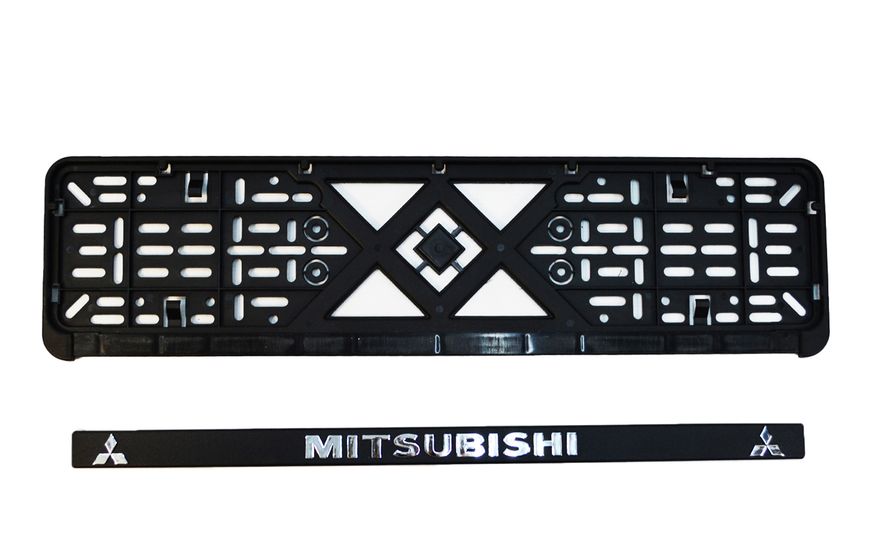 Рамка номерного знаку пластик з об'ємними літерами Mitsubishi 52х13,5х2 см (2шт) 24-012 фото