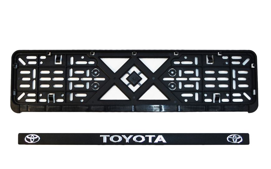 Рамка номерного знаку пластик з об'ємними літерами Toyota 52х13,5х2 см (2шт) 24-017 фото