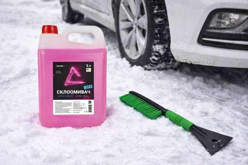 Набір для очищення скла Poputchik зимовий омивач -22&deg;C 5 л та щітка зі шкребком 58 см 33-048-IS фото