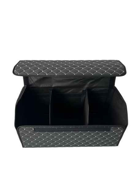 Автомобильный органайзер XL из экокожи в багажник 65х32х32 см черный с серой прошивкой (03-141-1Д) 03-141-1Д фото