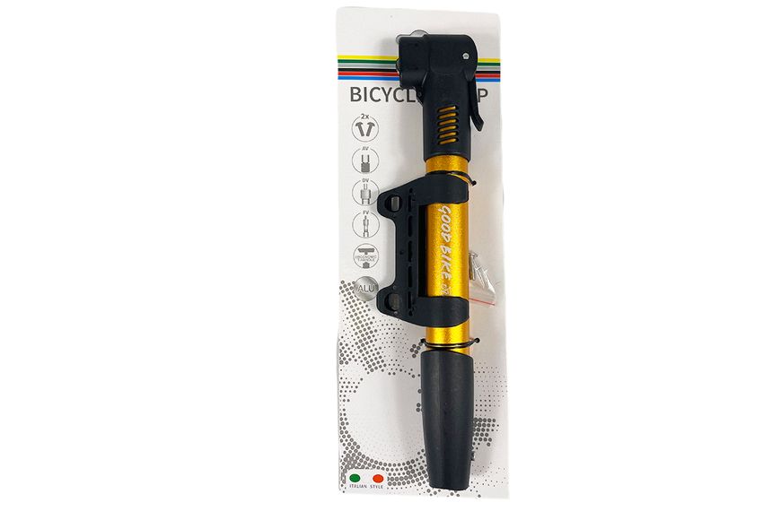 Насос ручний для велосипеда жовтий "DUAL ALU" AV, FV, DV 92518Y-IS фото