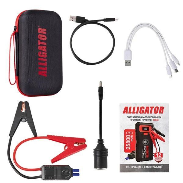 Пусковое устройство ALLIGATOR 1500A/2500A 25800mAh SMART-клеммы JS848 фото
