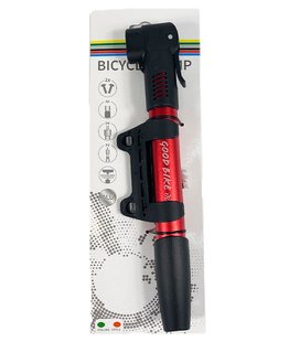 Насос ручний для велосипеда в алюмінієвому корпусі AV, FV, DV червоний DUAL ALU (92518R-IS) 92518R-IS фото