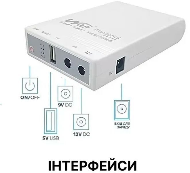 ИБП ПРОМО для роутера, повербанк MINI DC UPS WGP103 (10400mAh, 5V/9-12V) ДБЖ10400промо фото