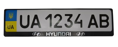 Рамка номерного знаку пластик з об'ємними літерами Hyundai 52х13,5х2 см (2шт) 24-006 фото