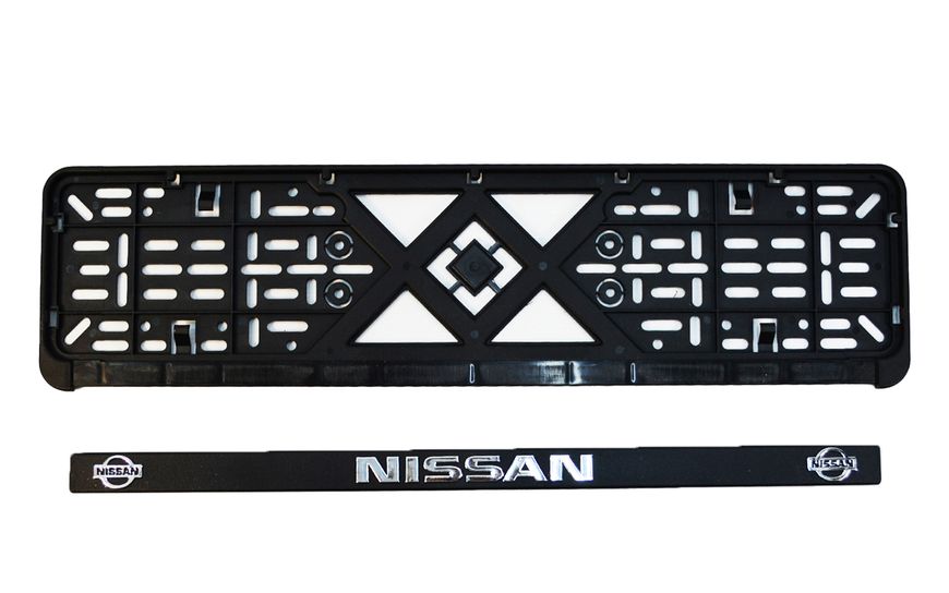 Рамка номерного знаку пластик з об'ємними літерами NISSAN 52х13,5х2 см (2шт) 24-013 фото