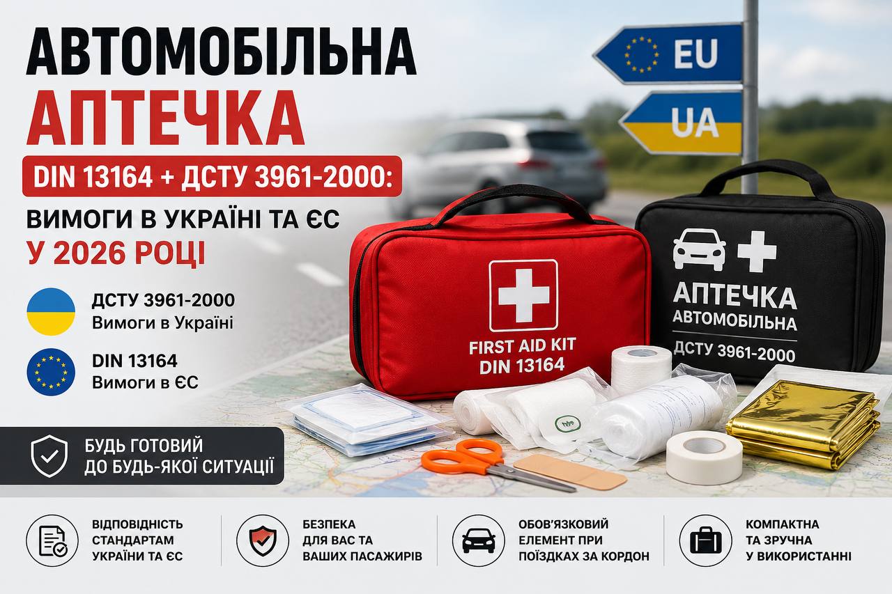 Автомобільна аптечка DIN 13164 + ДСТУ 3961-2000
