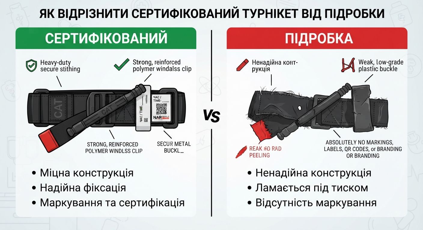 Як відрізнити сертифікований турнікет від небезпечної підробки